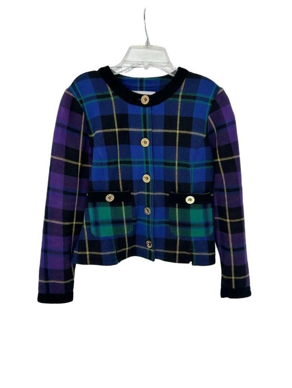 Adrienne Vittadini Plaid Jacket Size 6 Multicolor Cotton